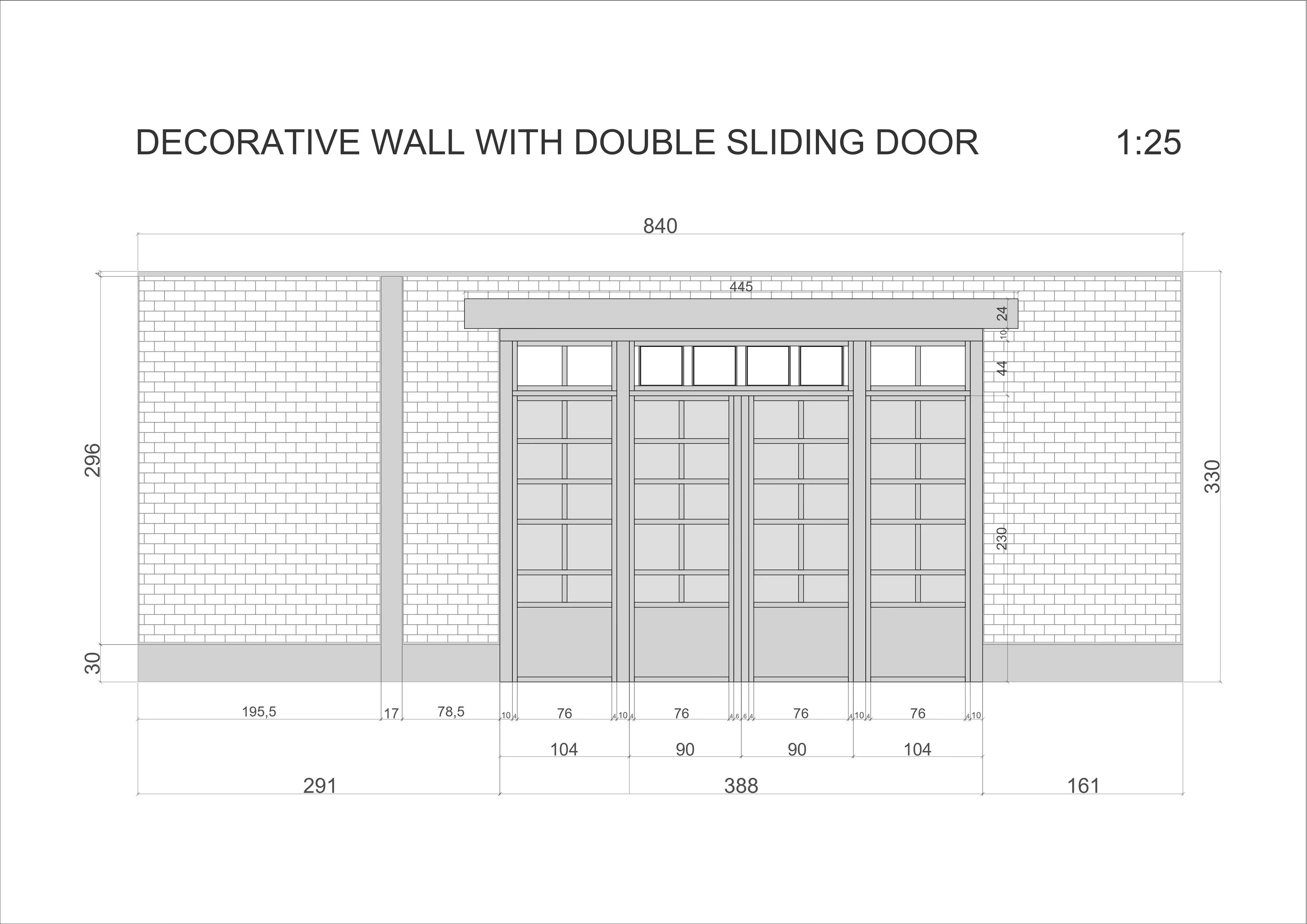 Double Sliding Door with decorative wall 3D model_2
