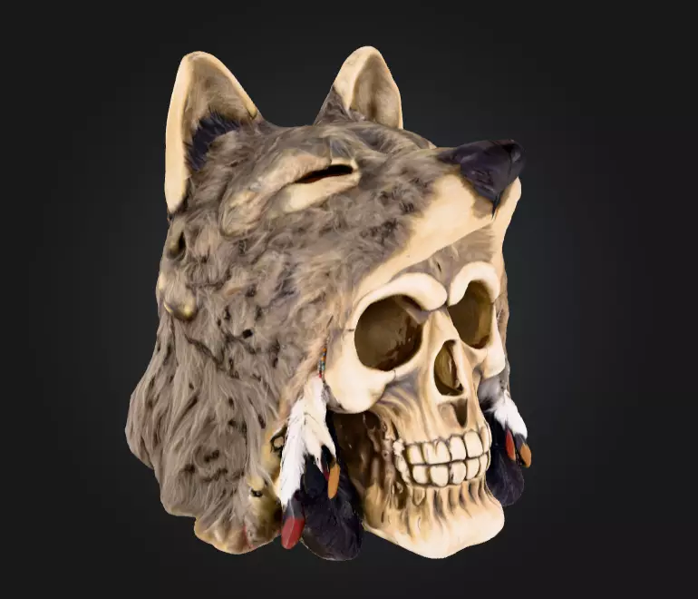 Wolf Spirit Skull Low-poly 3D model_1