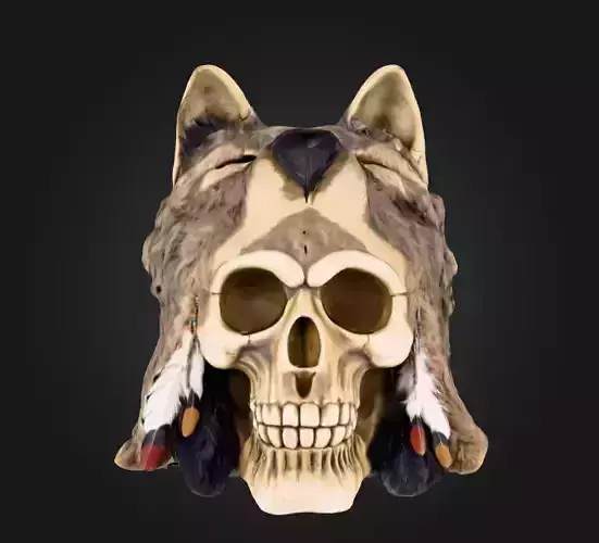 Wolf Spirit Skull Low-poly 3D model