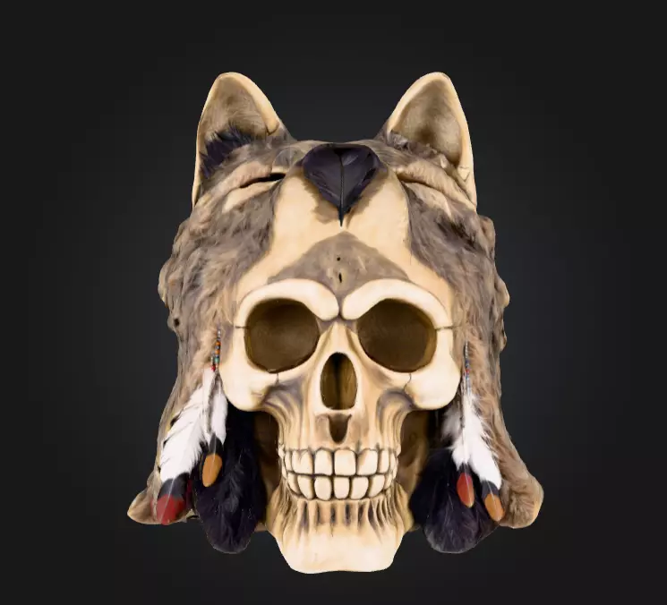 Wolf Spirit Skull Low-poly 3D model_0