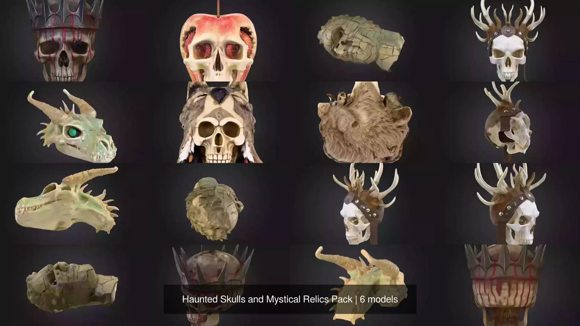Haunted Skulls and Mystical Relics Pack 3D Model Collection_0