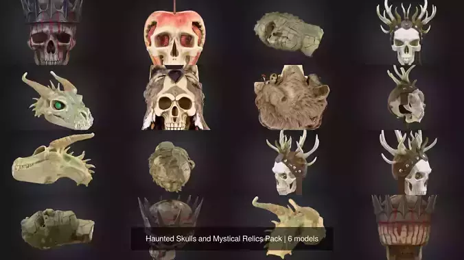 Haunted Skulls and Mystical Relics Pack 3D Model Collection