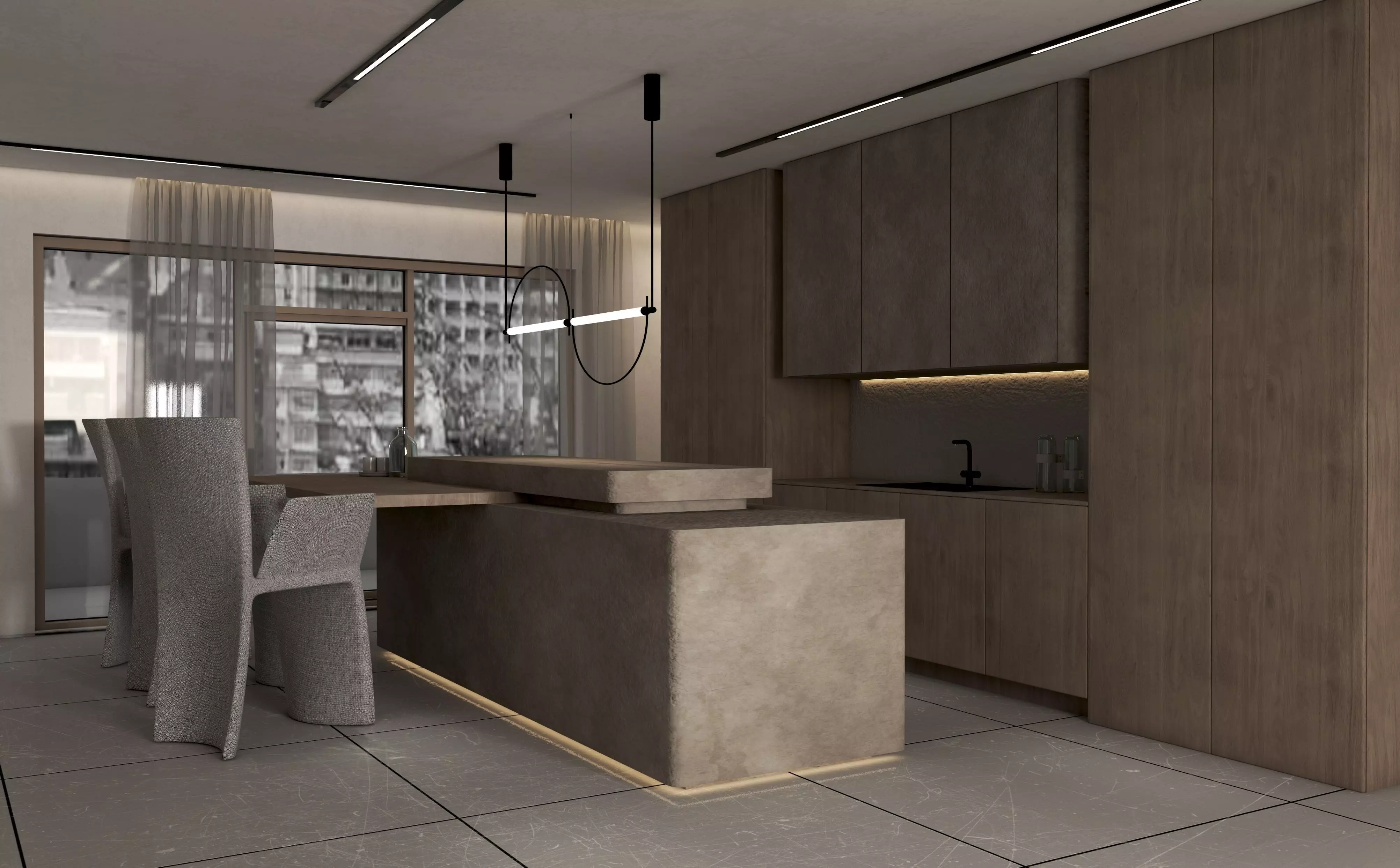 Modern kitchen 01 Low-poly 3D model_2