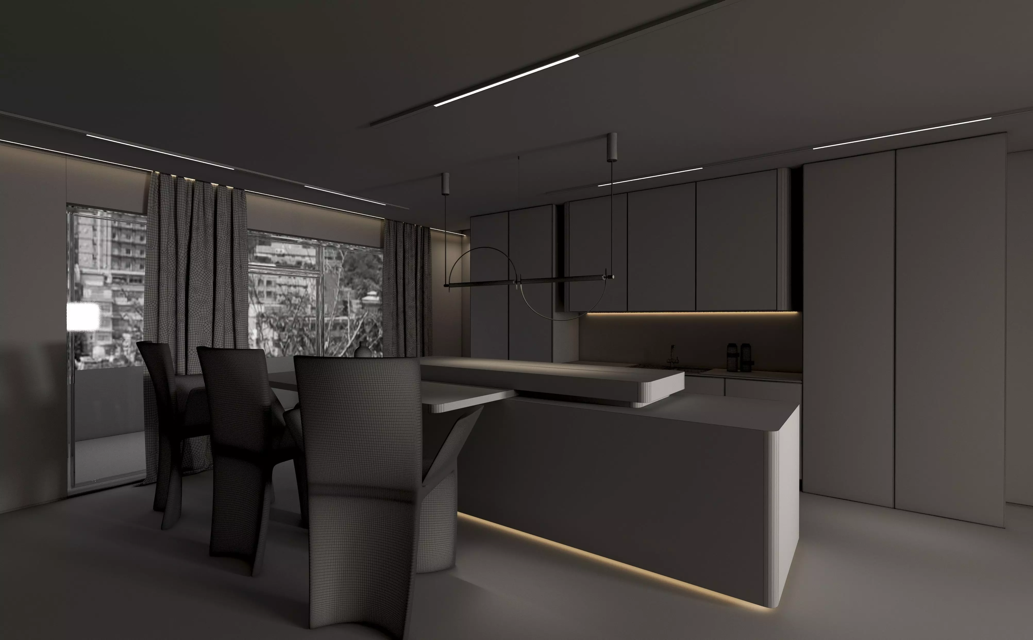 Modern kitchen 01 Low-poly 3D model_3