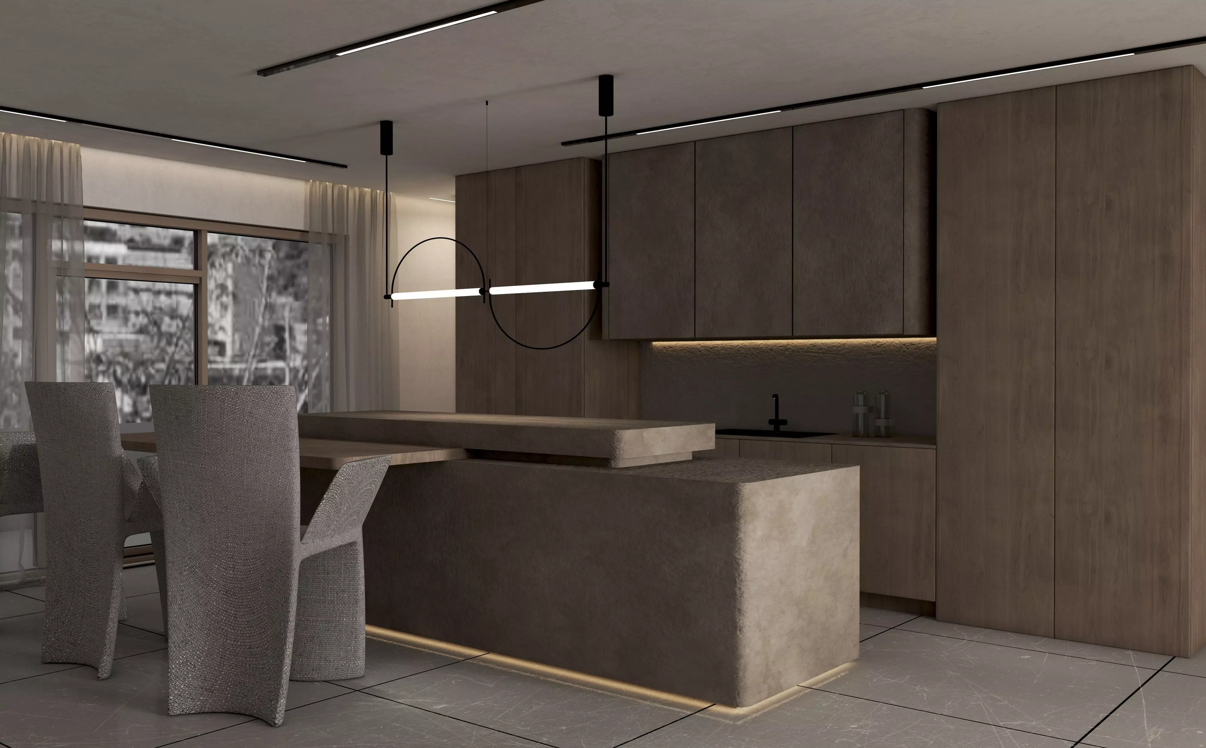 Modern kitchen 01 Low-poly 3D model_4