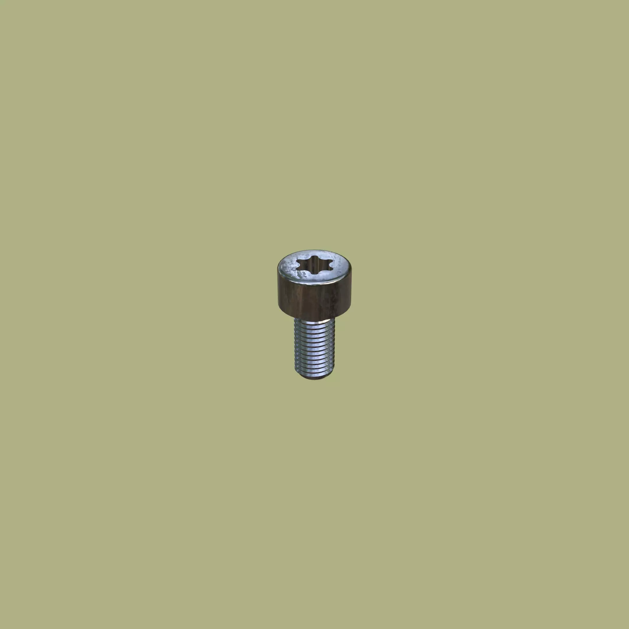 Steel Stained M4 Torx T20 Cap Bolt with PBR 4K 3D model_0