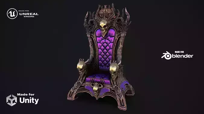 Fantasy Throne 10 game ready 3d model Low-poly 3D model