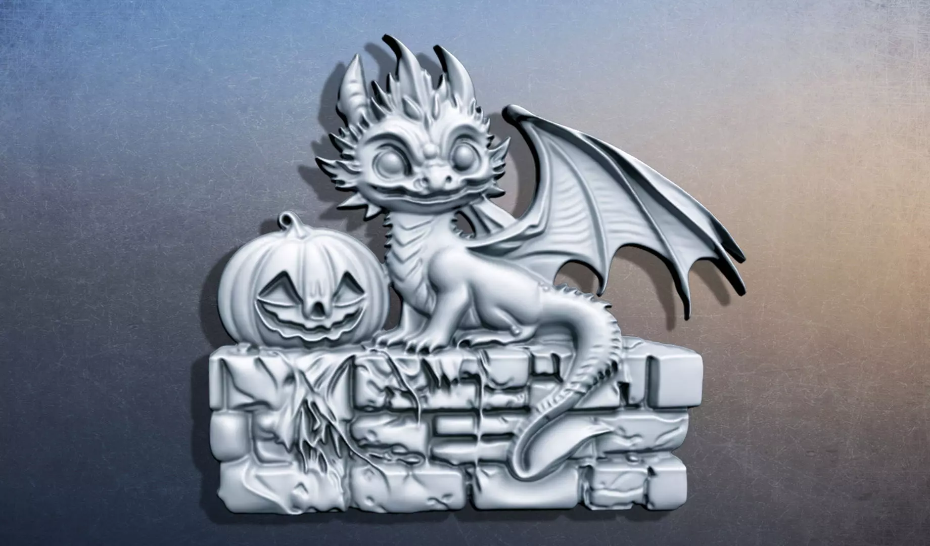 BAS-RELIEF BABY HALLOWEEN DRAGON FOR DECORATION 3D print model_9