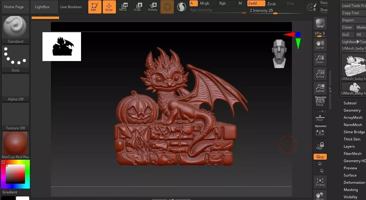 BAS-RELIEF BABY HALLOWEEN DRAGON FOR DECORATION 3D print model_3