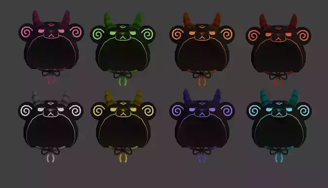 Kuro Kuma Oni  Stylized Demon Bear Hood 8 Colors LowPoly
