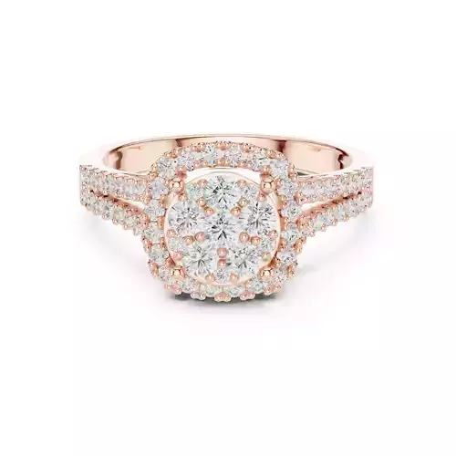 Split Shank Round Cut Halo Diamond Wedding Ring 3DM STL Video