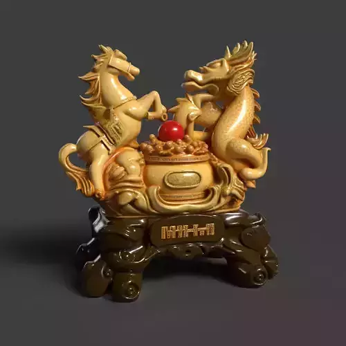 Chinese dragon  horse treaure bowl 