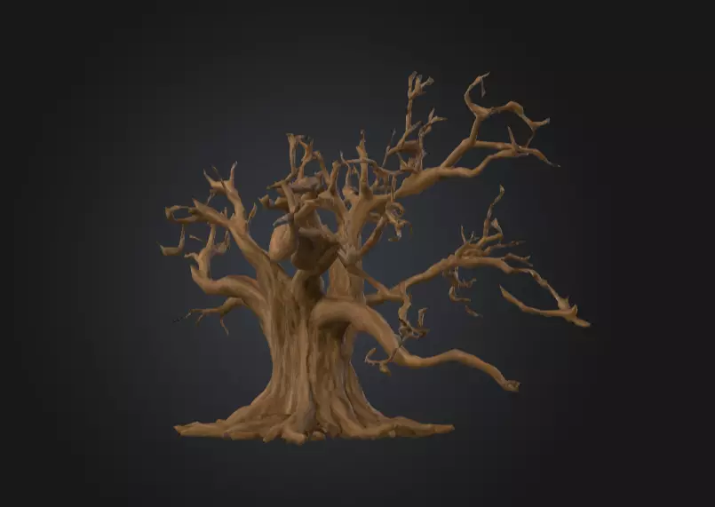 Twisted Dead Tree Low-poly 3D model_3