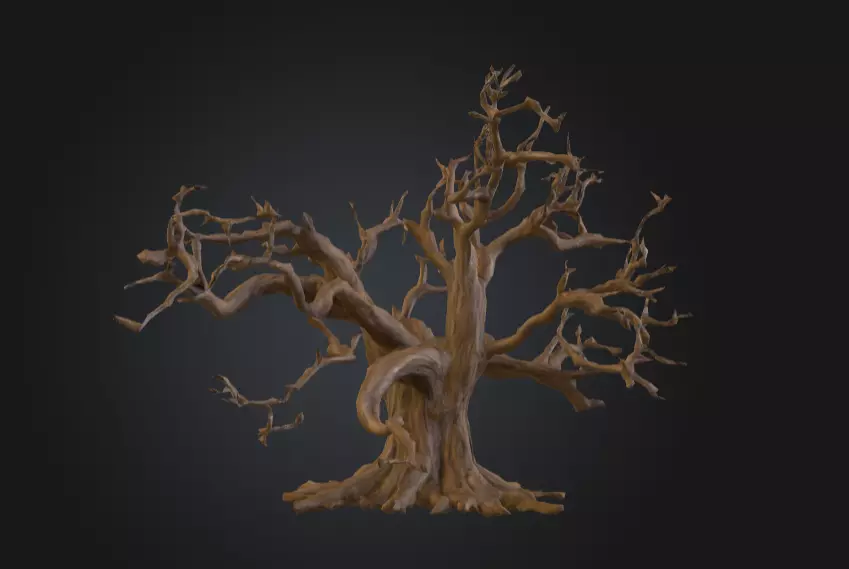Twisted Dead Tree Low-poly 3D model_2