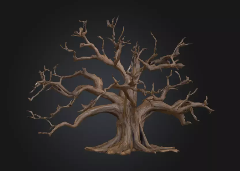 Twisted Dead Tree Low-poly 3D model_1