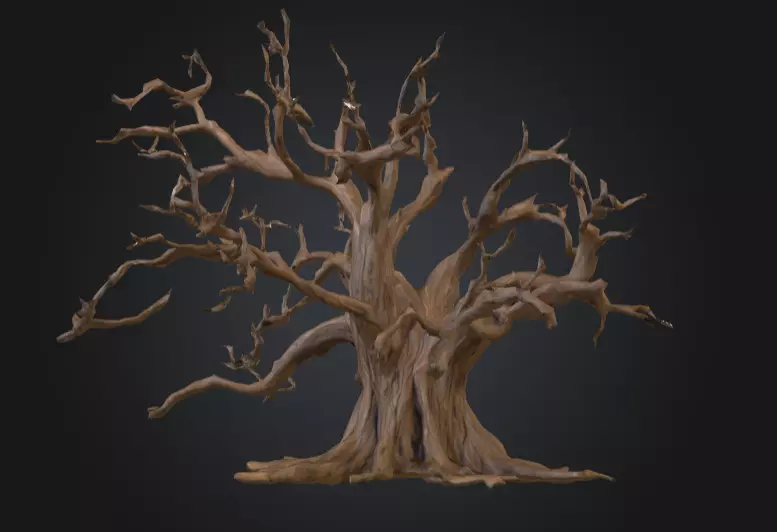Twisted Dead Tree Low-poly 3D model_0