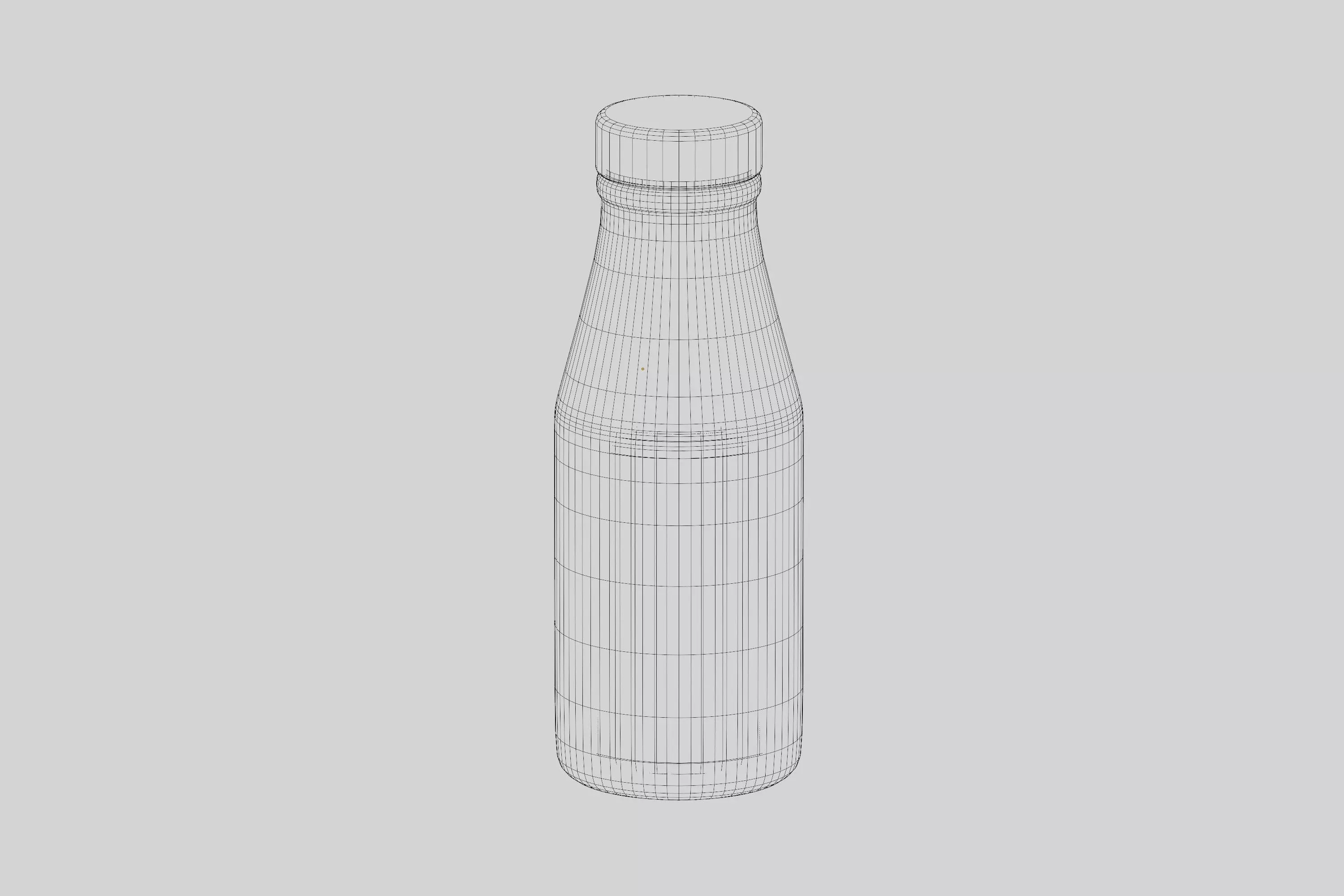Milk Glass Bottle Low-poly 3D model_7
