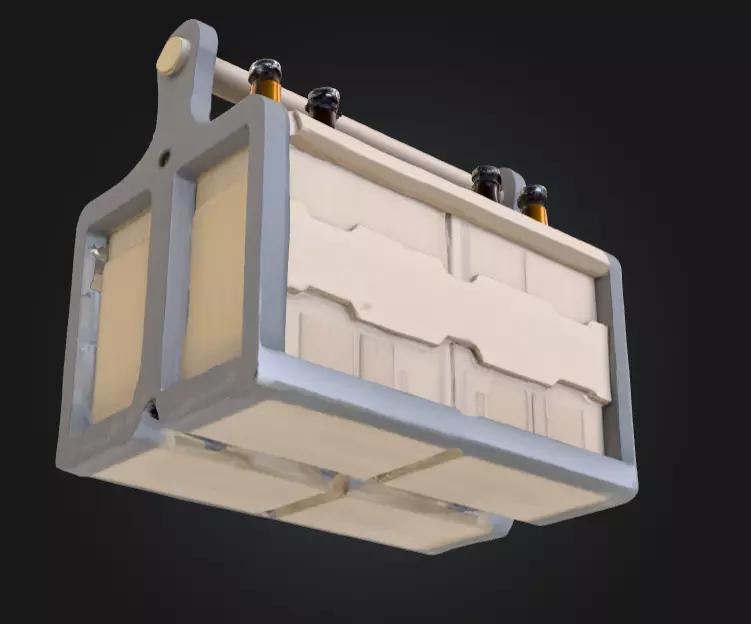 Wooden Beer Crate with Bottle Low-poly 3D model_12