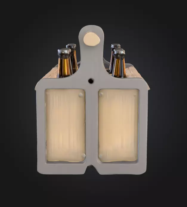 Wooden Beer Crate with Bottle Low-poly 3D model_3