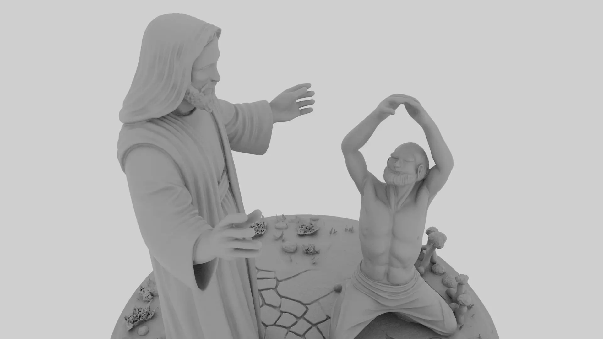 Jesus heals the demon possessed man 3D print model_11