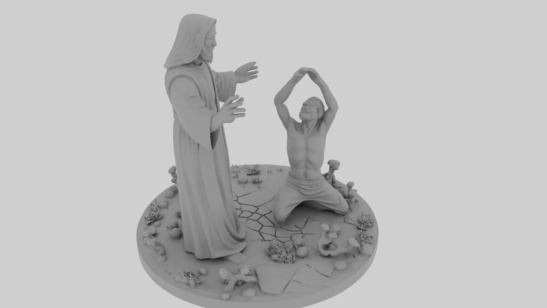 Jesus heals the demon possessed man 3D print model_0