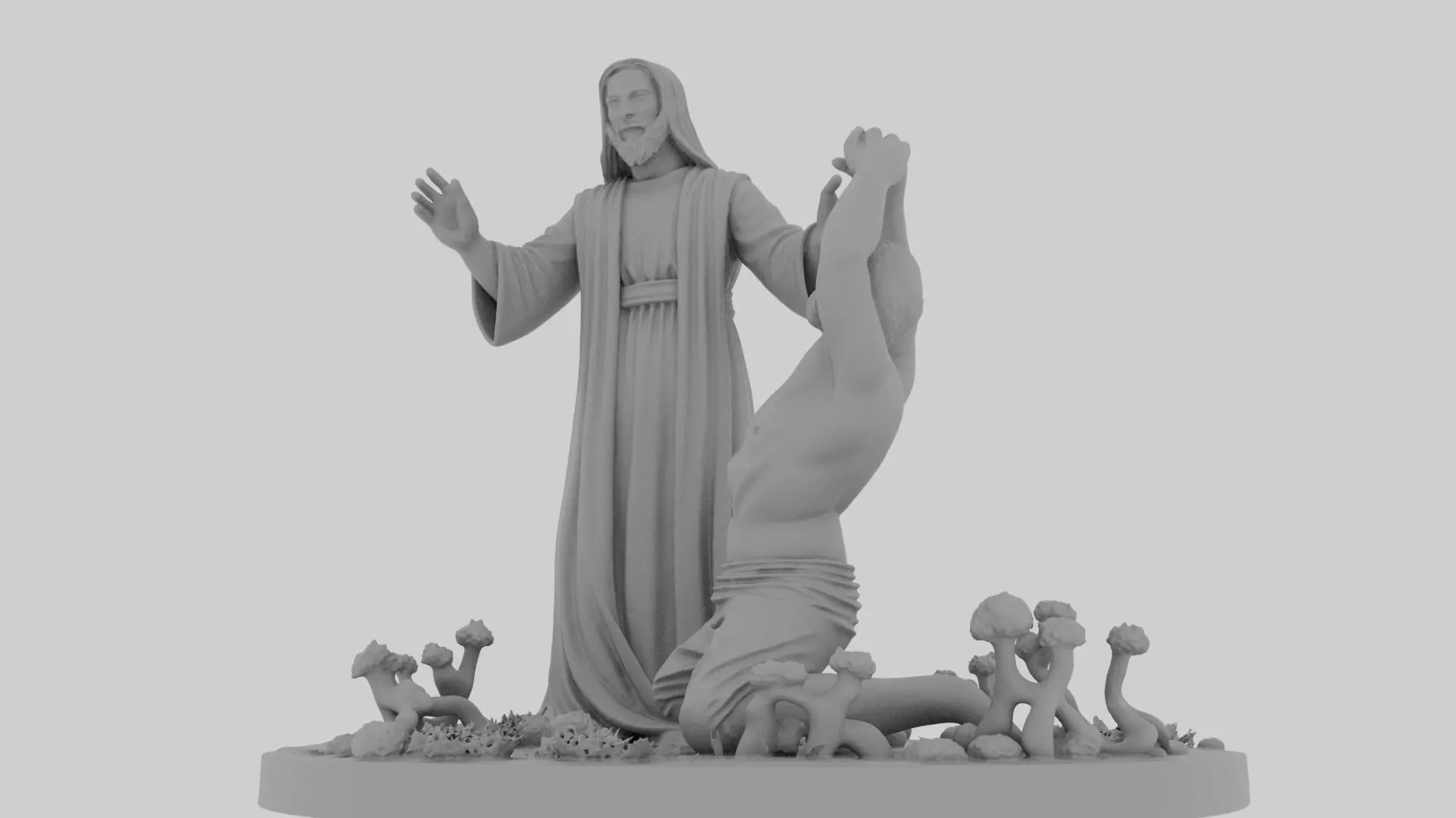 Jesus heals the demon possessed man 3D print model_2