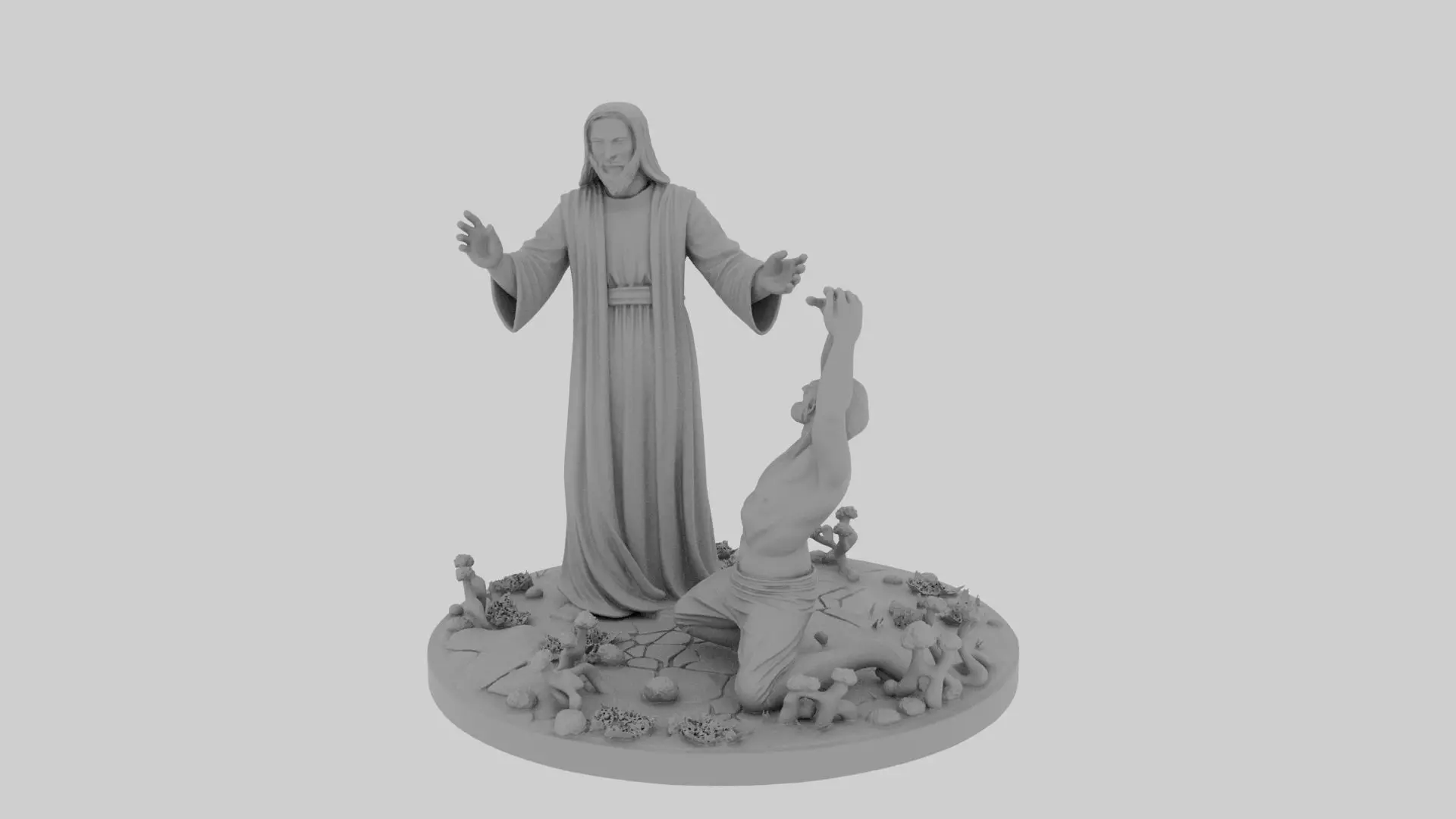 Jesus heals the demon possessed man 3D print model_8