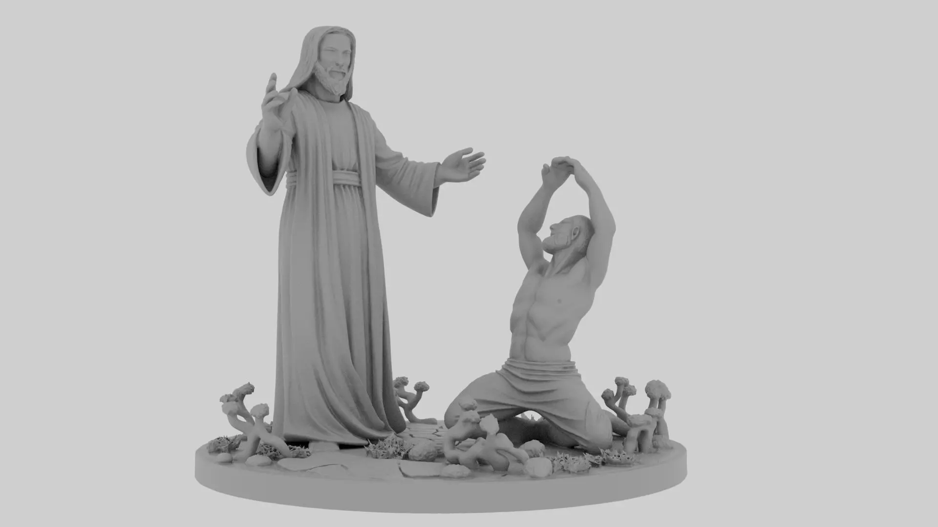 Jesus heals the demon possessed man 3D print model_1