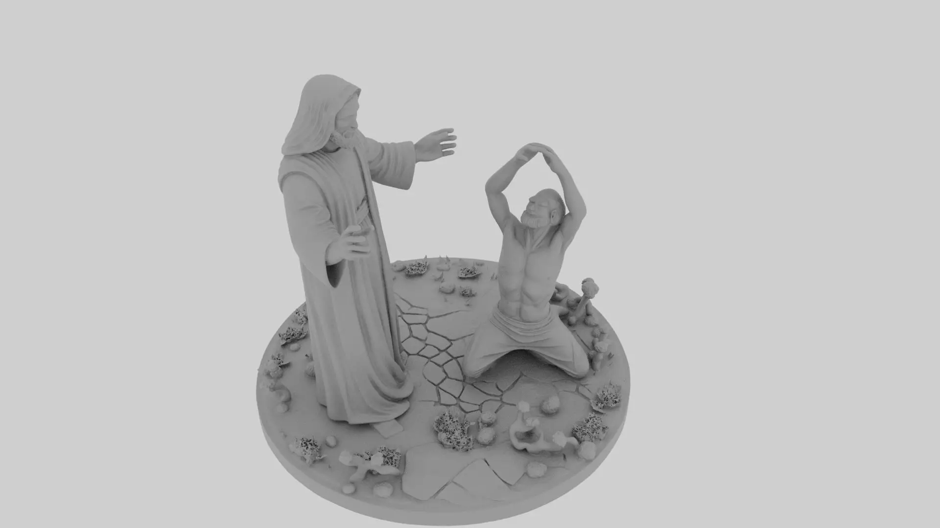 Jesus heals the demon possessed man 3D print model_5