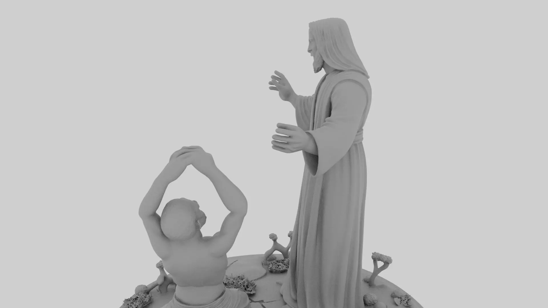 Jesus heals the demon possessed man 3D print model_12