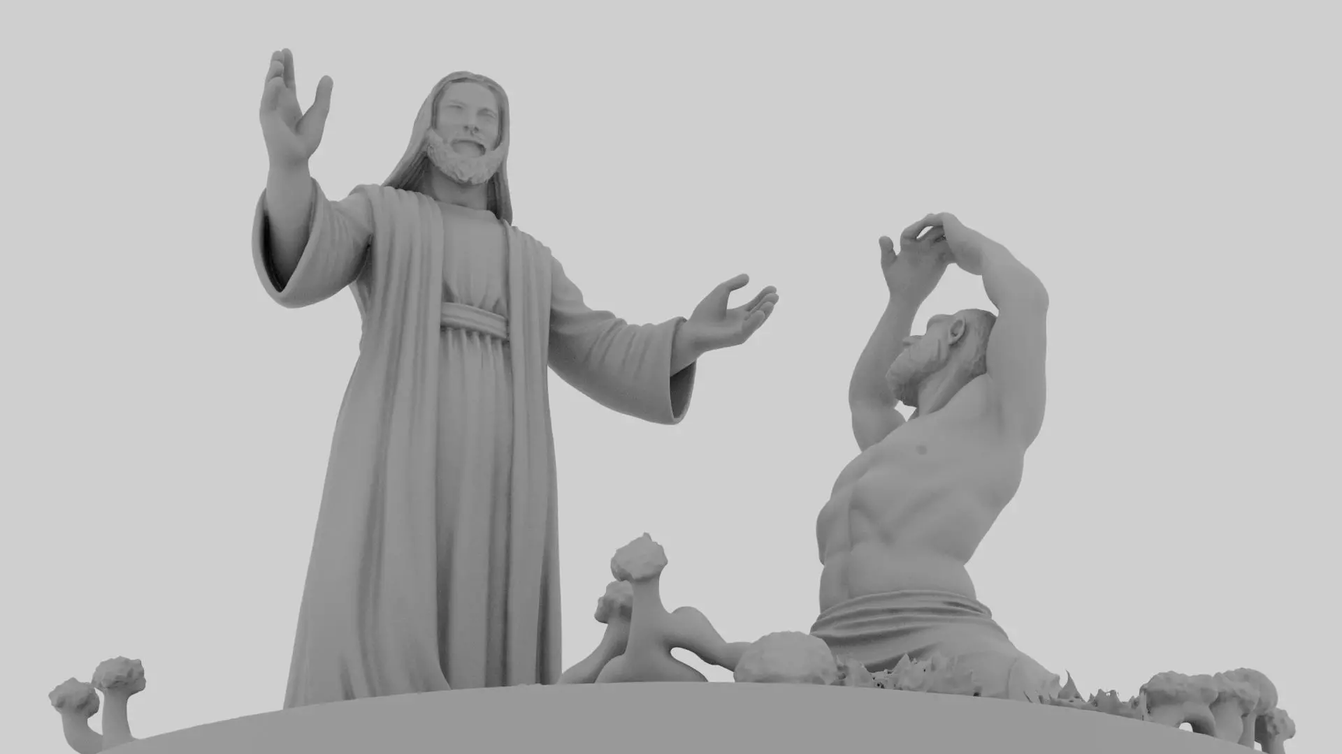 Jesus heals the demon possessed man 3D print model_3