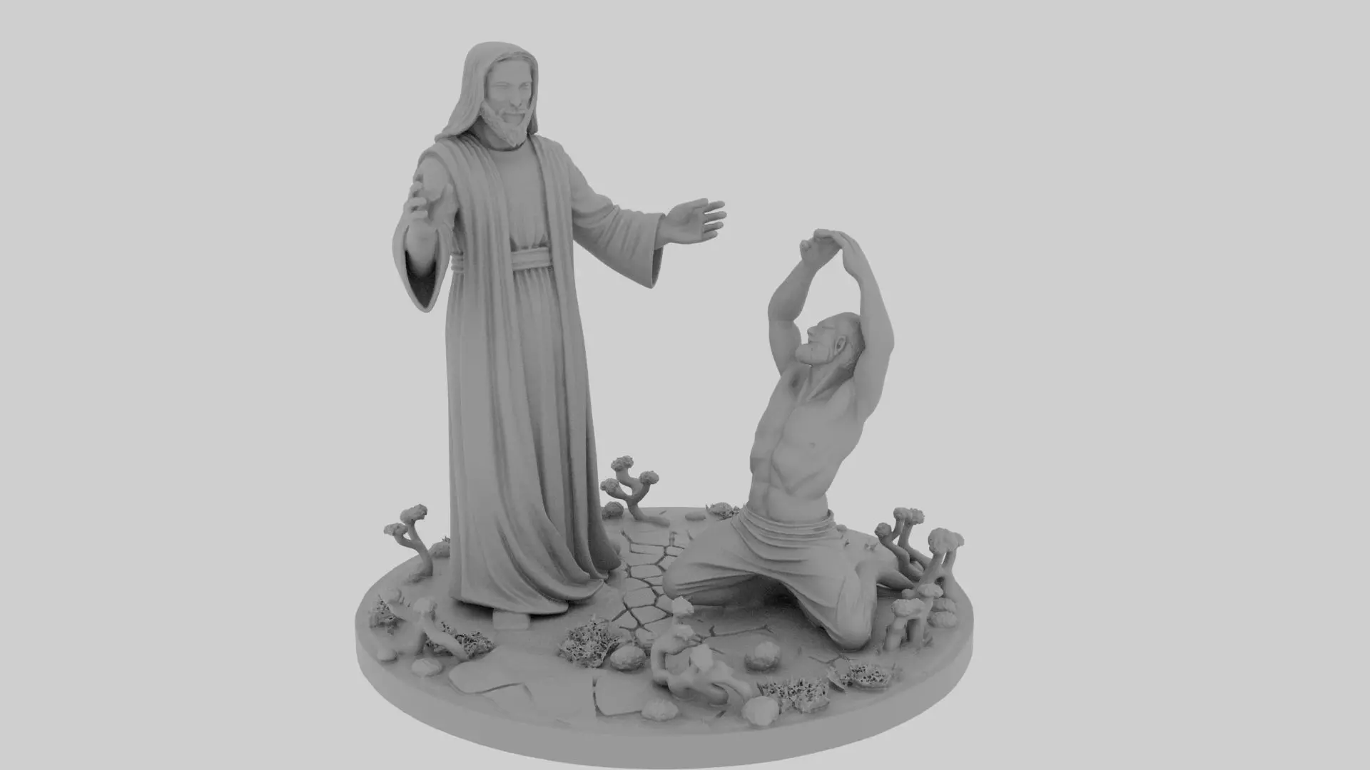 Jesus heals the demon possessed man 3D print model_4