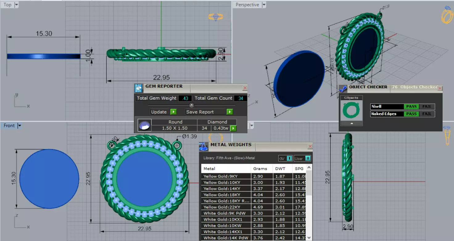 Classic Gold Pendant with Coral Stone and Diamonds Model jp0303 3D print model