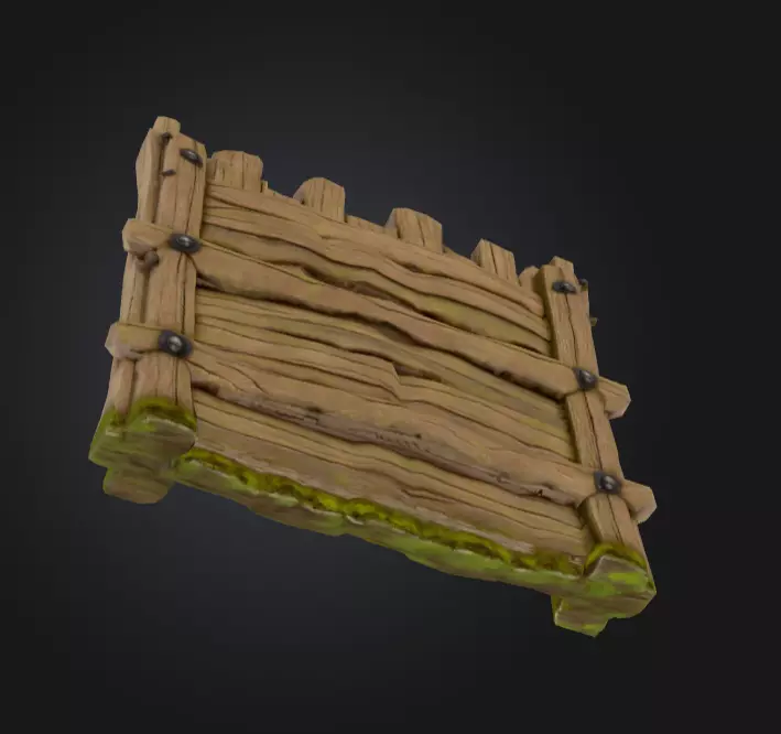 Medieval Wooden Gate Low-poly 3D model_14