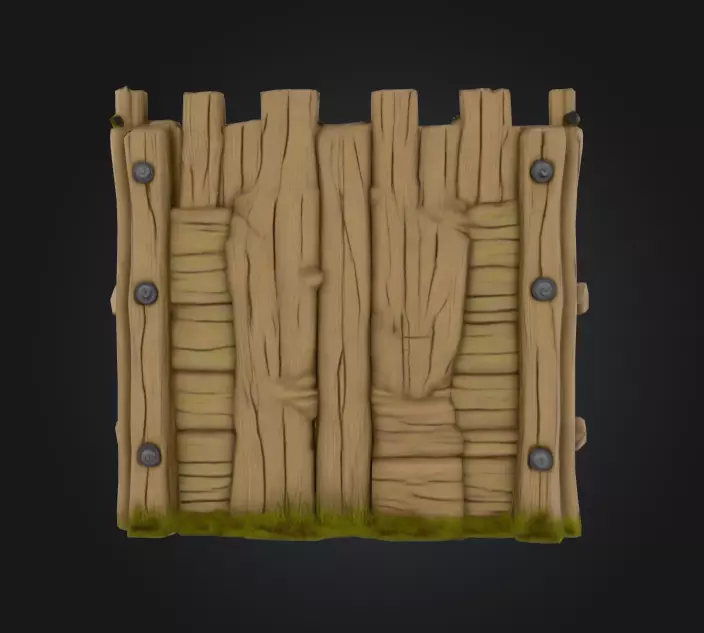 Medieval Wooden Gate Low-poly 3D model_5