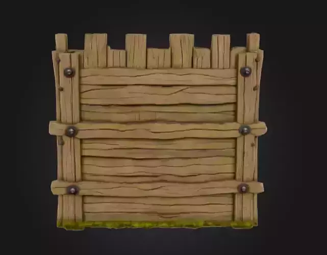 Medieval Wooden Gate Low-poly 3D model