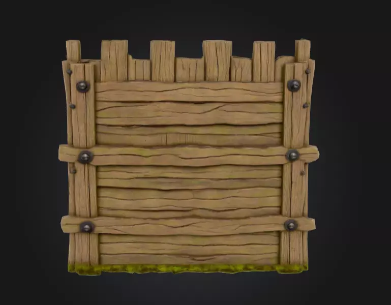 Medieval Wooden Gate Low-poly 3D model_0