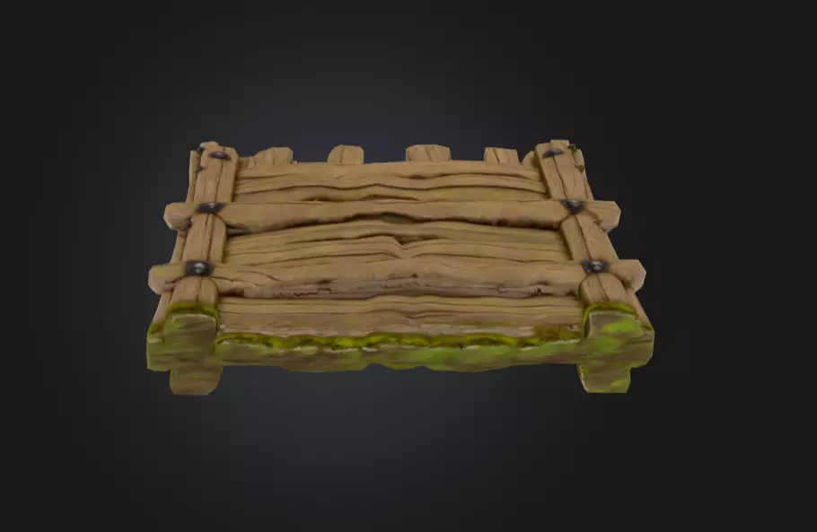Medieval Wooden Gate Low-poly 3D model_12