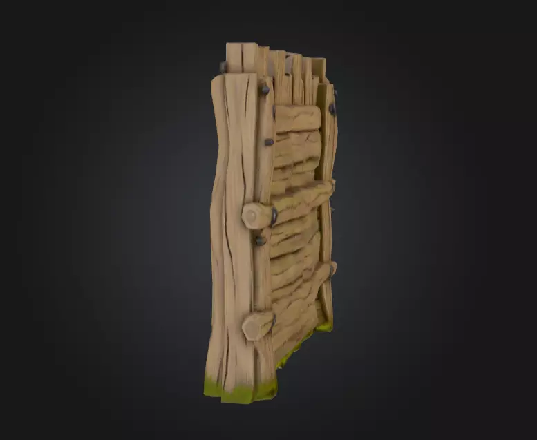 Medieval Wooden Gate Low-poly 3D model_2