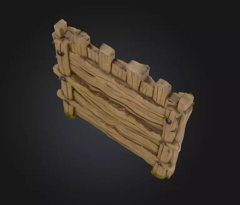 Medieval Wooden Gate Low-poly 3D model_10