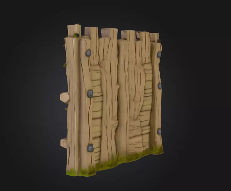 Medieval Wooden Gate Low-poly 3D model_6