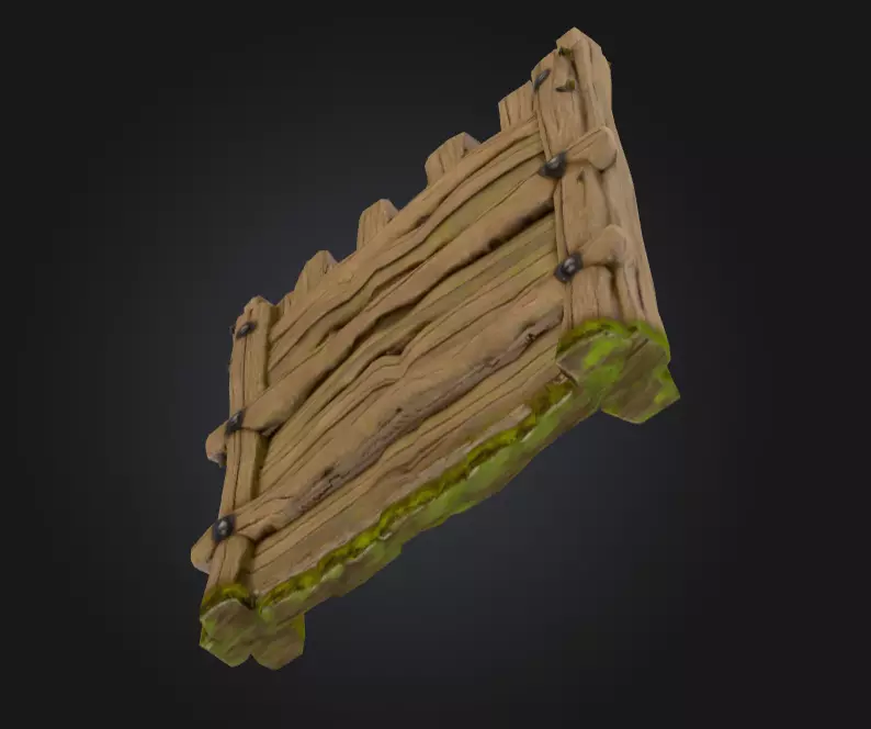 Medieval Wooden Gate Low-poly 3D model_13