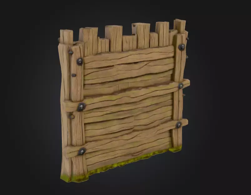 Medieval Wooden Gate Low-poly 3D model_1