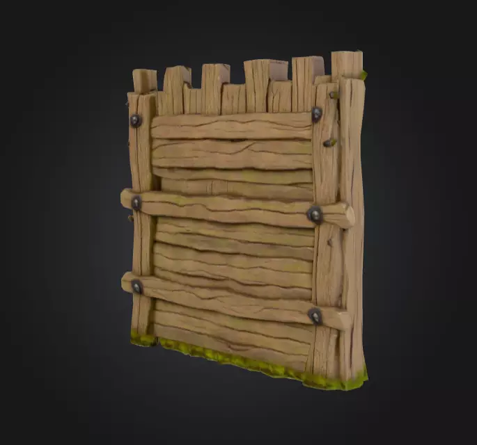 Medieval Wooden Gate Low-poly 3D model_8