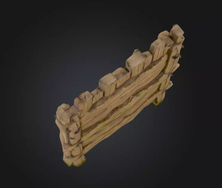 Medieval Wooden Gate Low-poly 3D model_11
