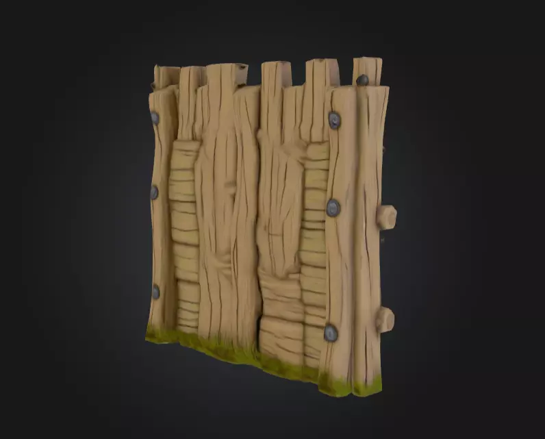 Medieval Wooden Gate Low-poly 3D model_4