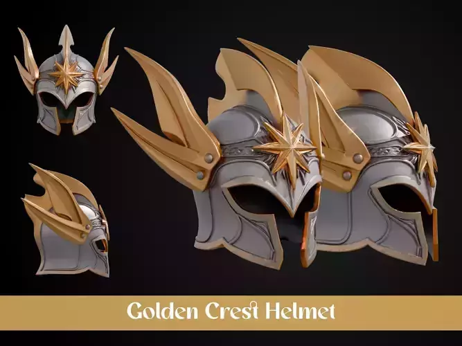 Stylized Elf Helmet - Golden Crest