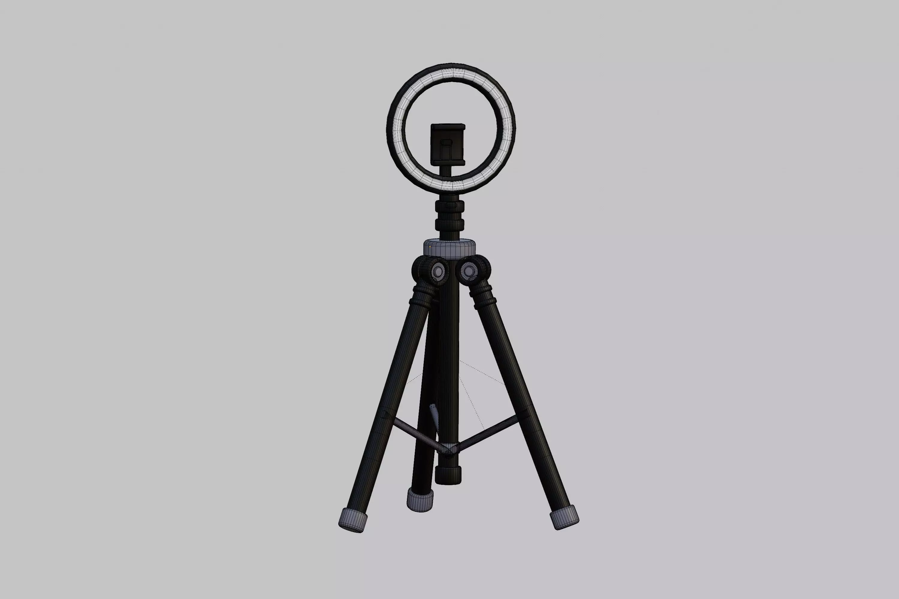 Selfie Ring Light with Tripod Stand and Phone Holder Low-poly 3D model_7