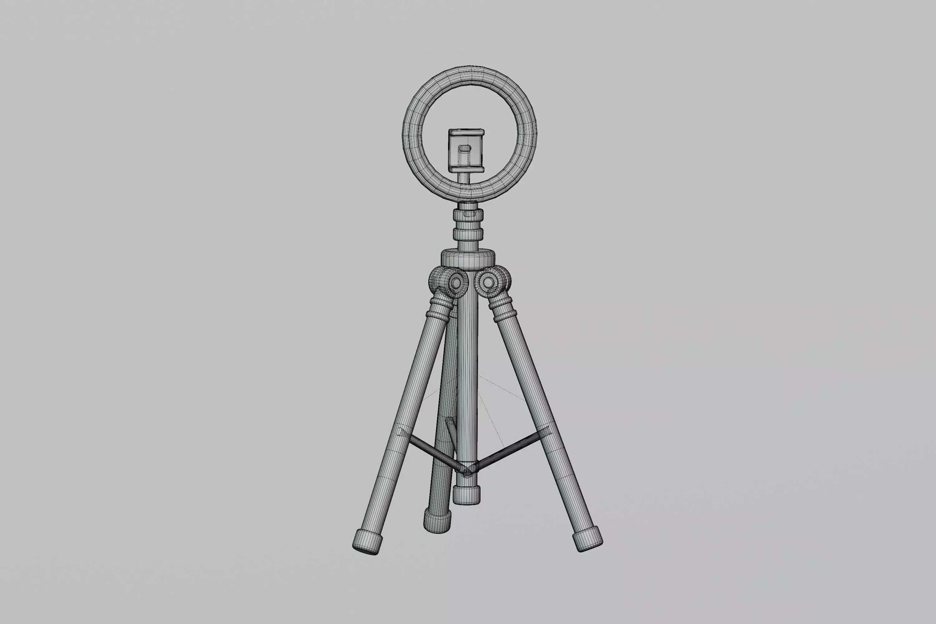 Selfie Ring Light with Tripod Stand and Phone Holder Low-poly 3D model_6
