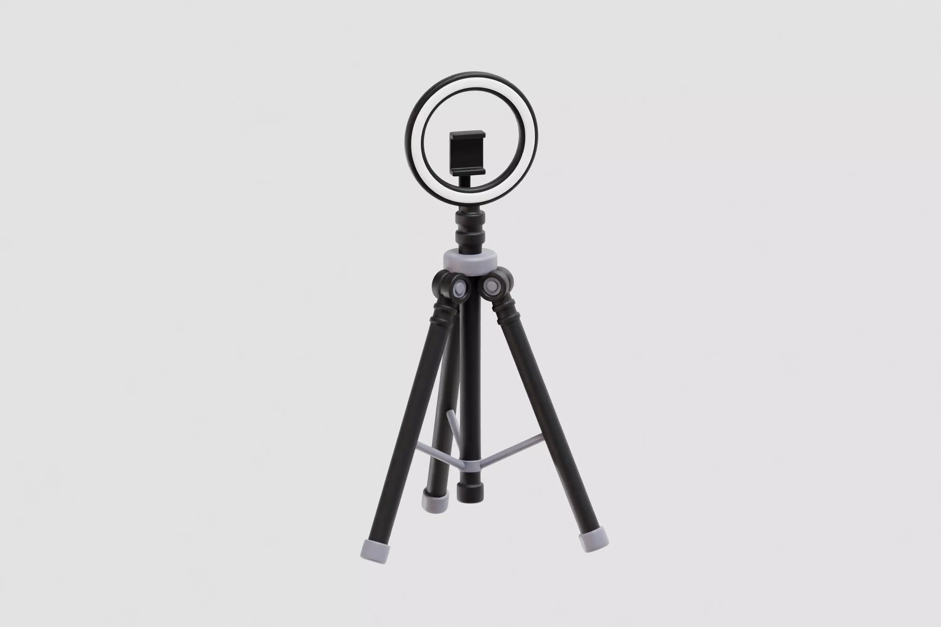 Selfie Ring Light with Tripod Stand and Phone Holder Low-poly 3D model_0